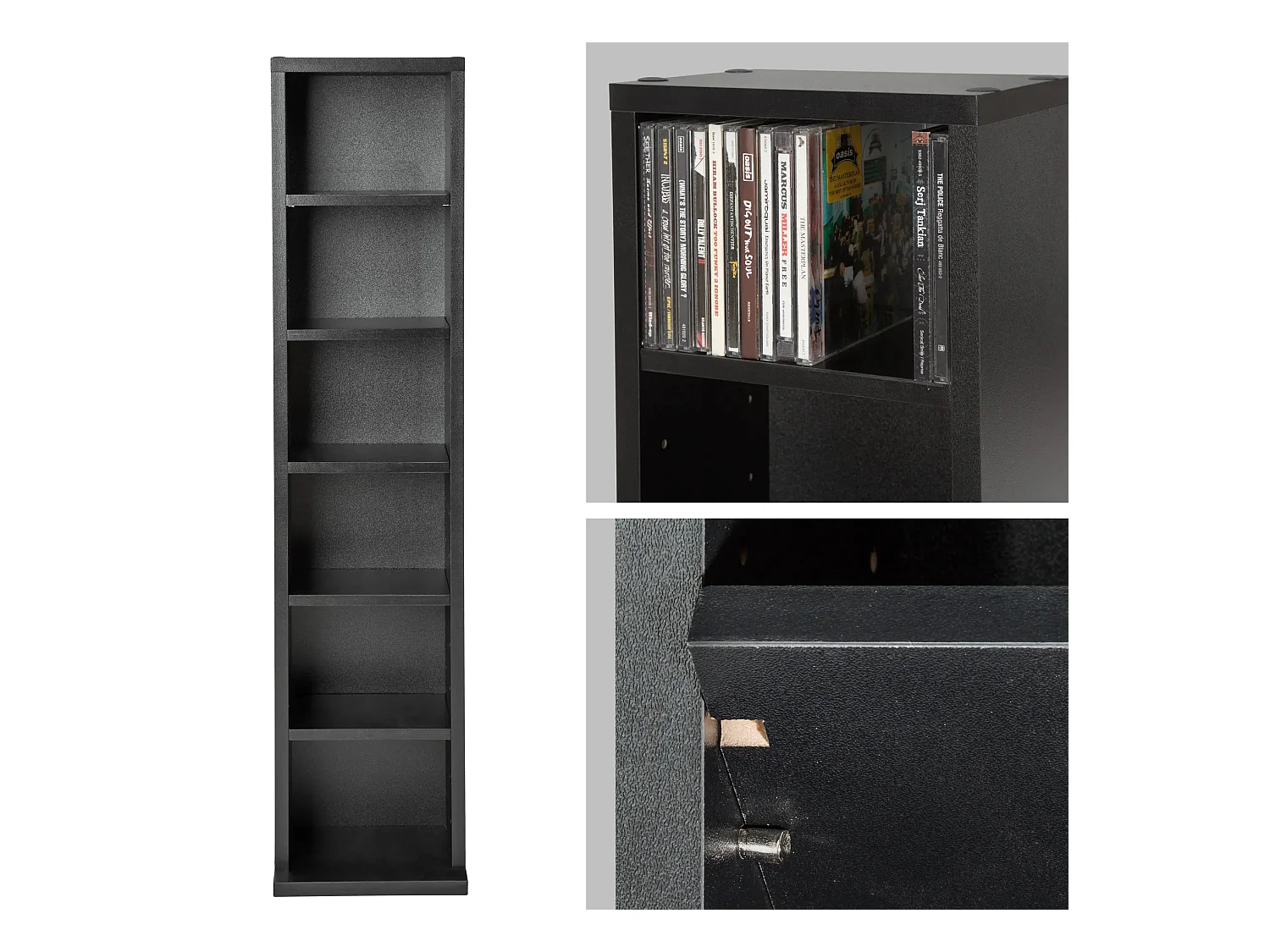 Estante para CD/DVD coluna torre unidade de armazenamento para 100 CDs MDF preto 08_0000354