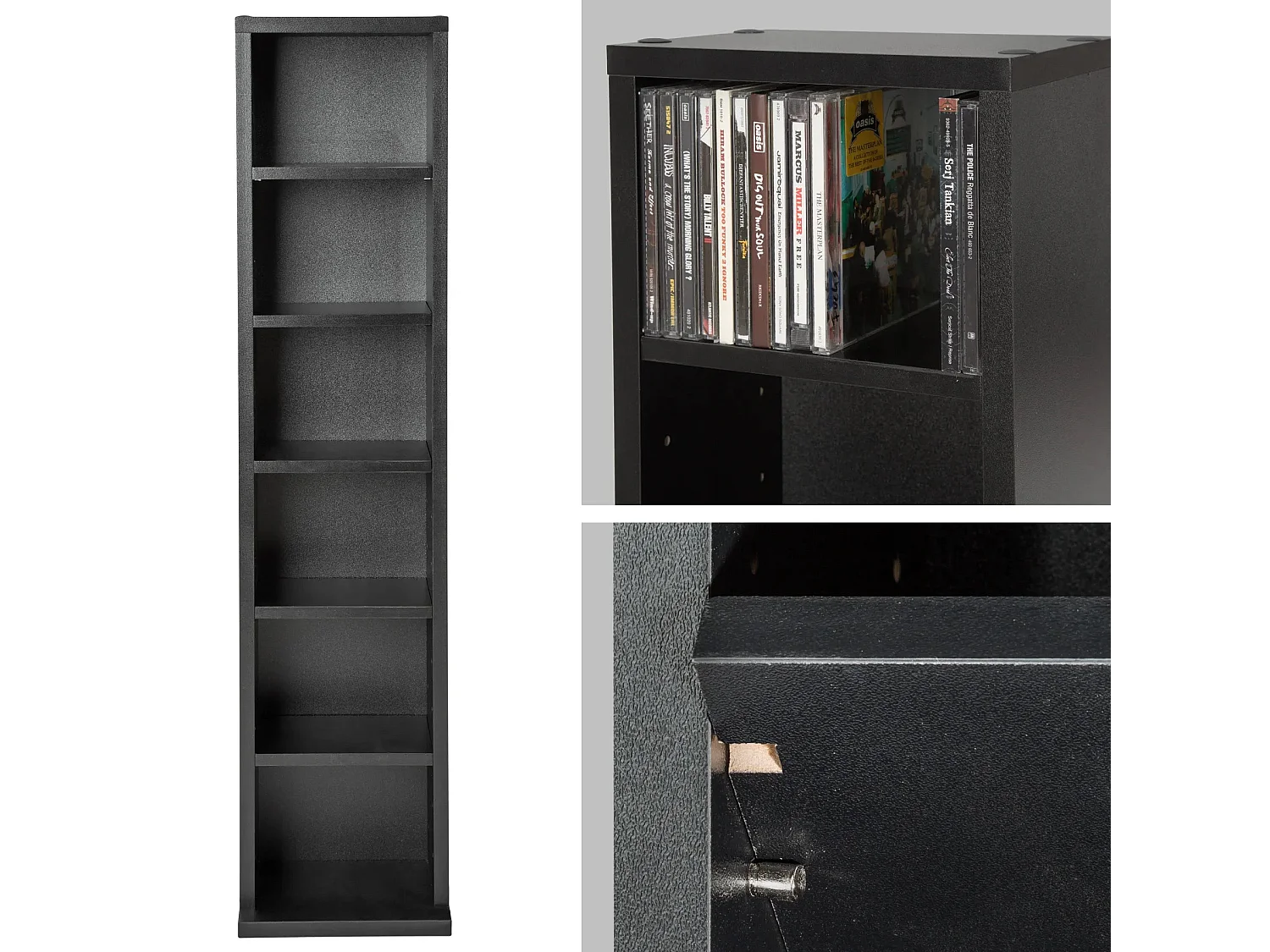 Estante para CD/DVD coluna torre unidade de armazenamento para 100 CDs MDF preto 08_0000354