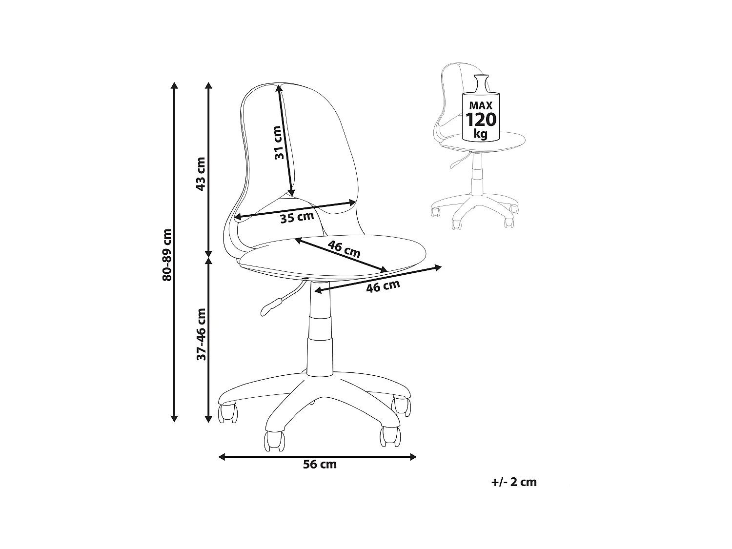 Chaise de bureau MARGUERITE Rose