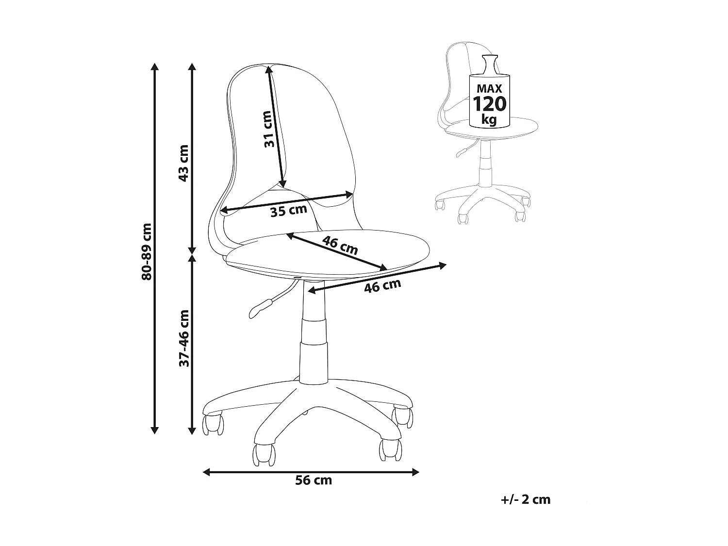Chaise de bureau MARGUERITE Rose