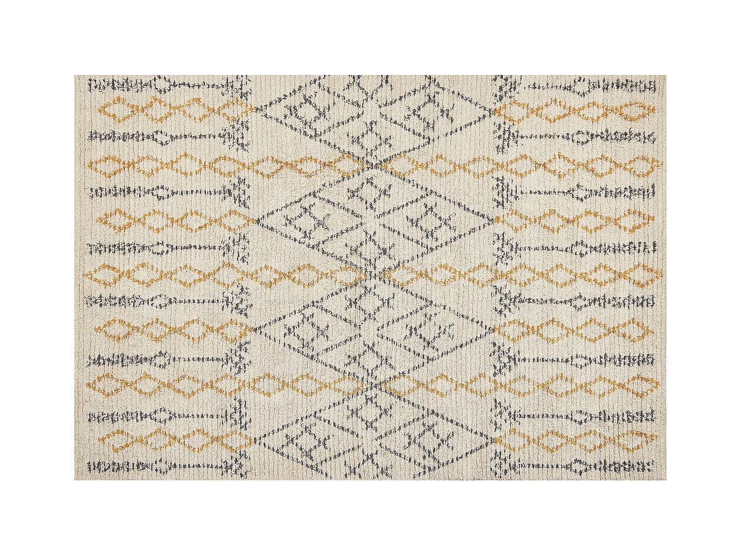 Alfombra de algodón beige/amarillo/negro 140 x 200 cm KADAPA