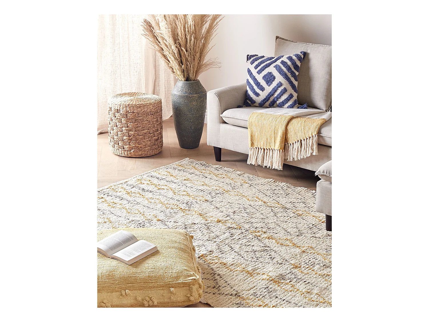 Vloerkleed katoen beige/geel 160 x 230 cm KADAPA