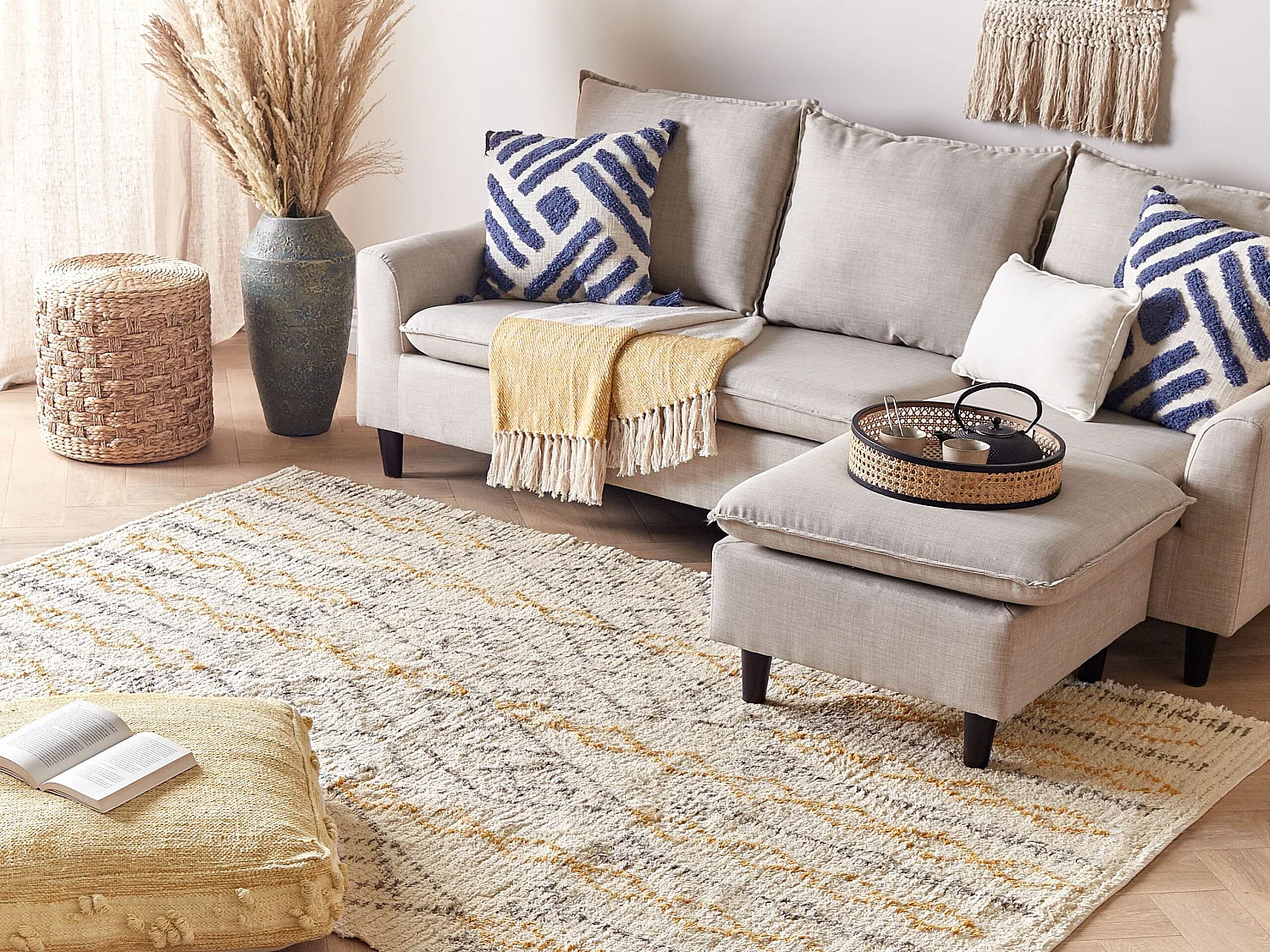 Rug KADAPA Beige 160 x 230 cm Cotton