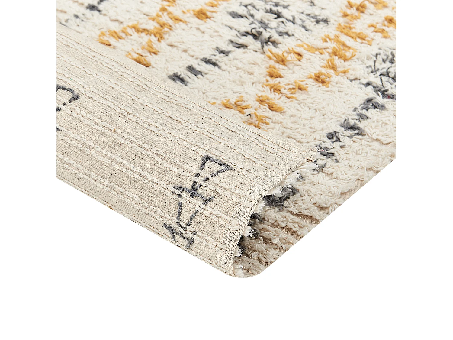 Teppich Baumwolle mit Muster beige / gelb 160 x 230 cm rechteckig Boho Kadapa