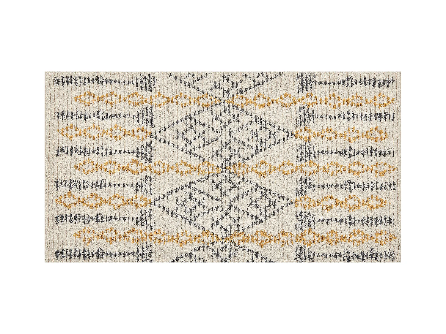 Teppich Baumwolle beige / gelb 80 x 150 cm geometrisches Muster KADAPA