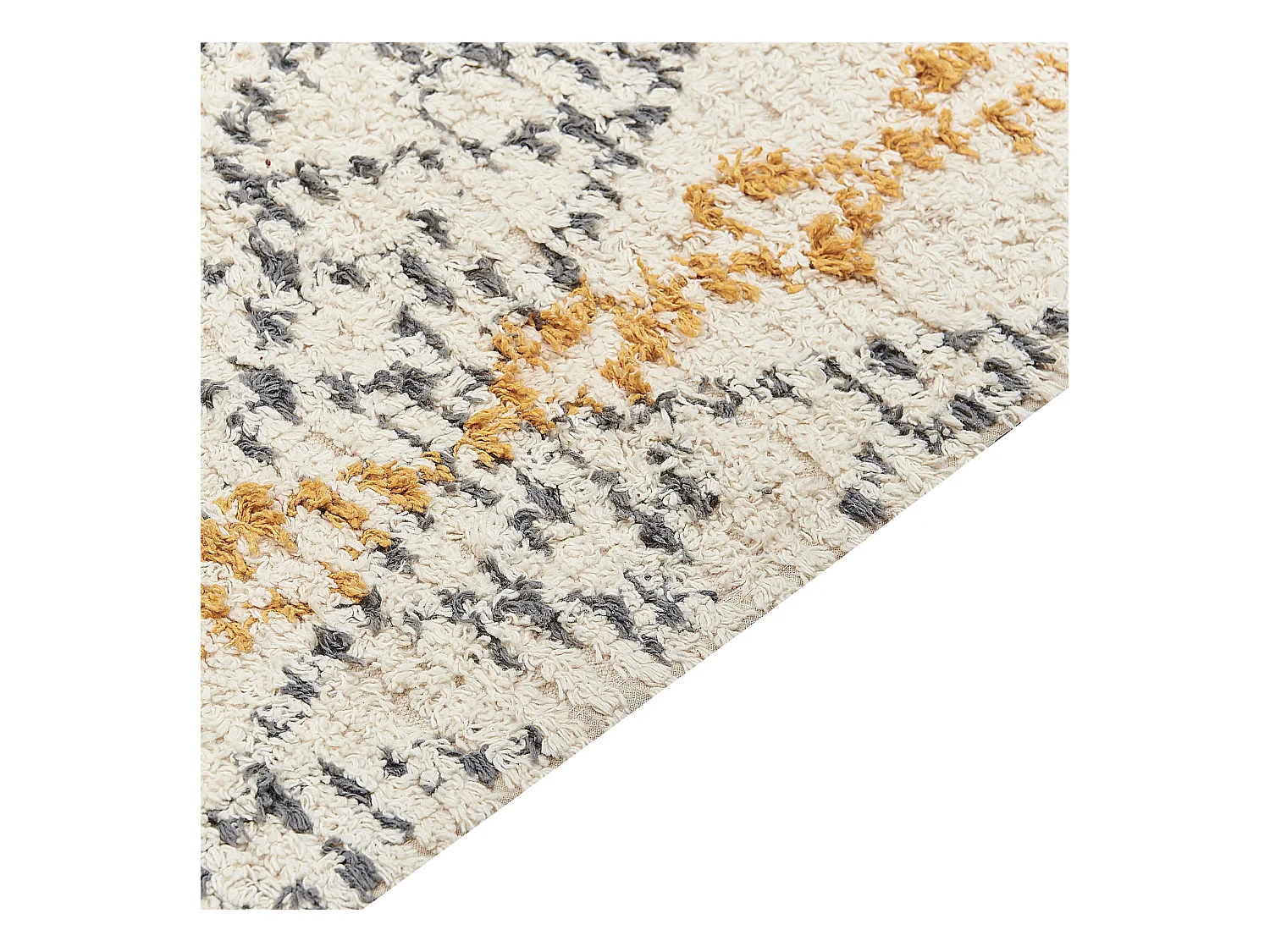 Teppich Baumwolle beige / gelb 80 x 150 cm geometrisches Muster KADAPA