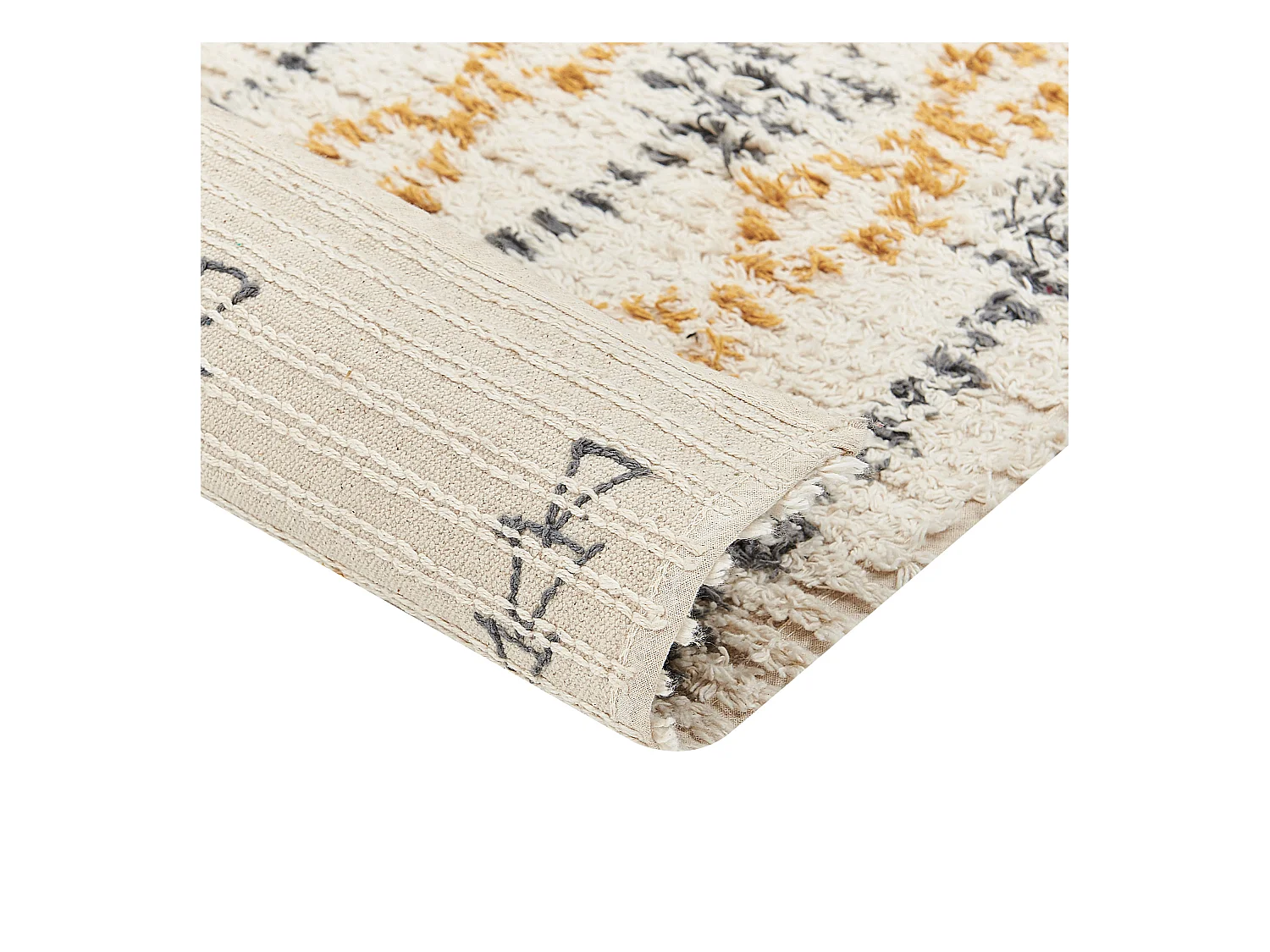 Teppich Baumwolle beige / gelb 80 x 150 cm geometrisches Muster KADAPA