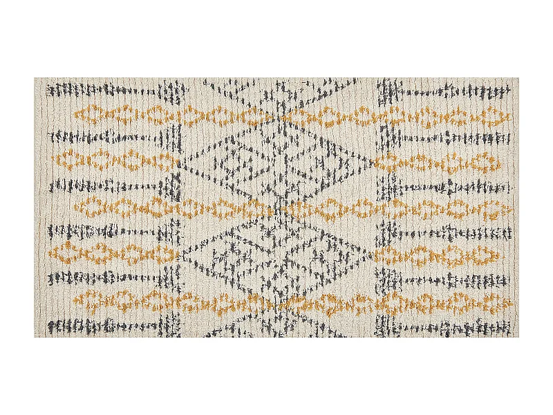 Teppich Baumwolle beige / gelb 80 x 150 cm geometrisches Muster KADAPA