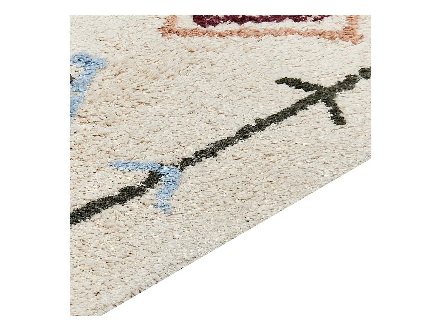 Alfombra de algodón beige claro/marrón claro/verde oscuro 80 x 150 cm CORUM