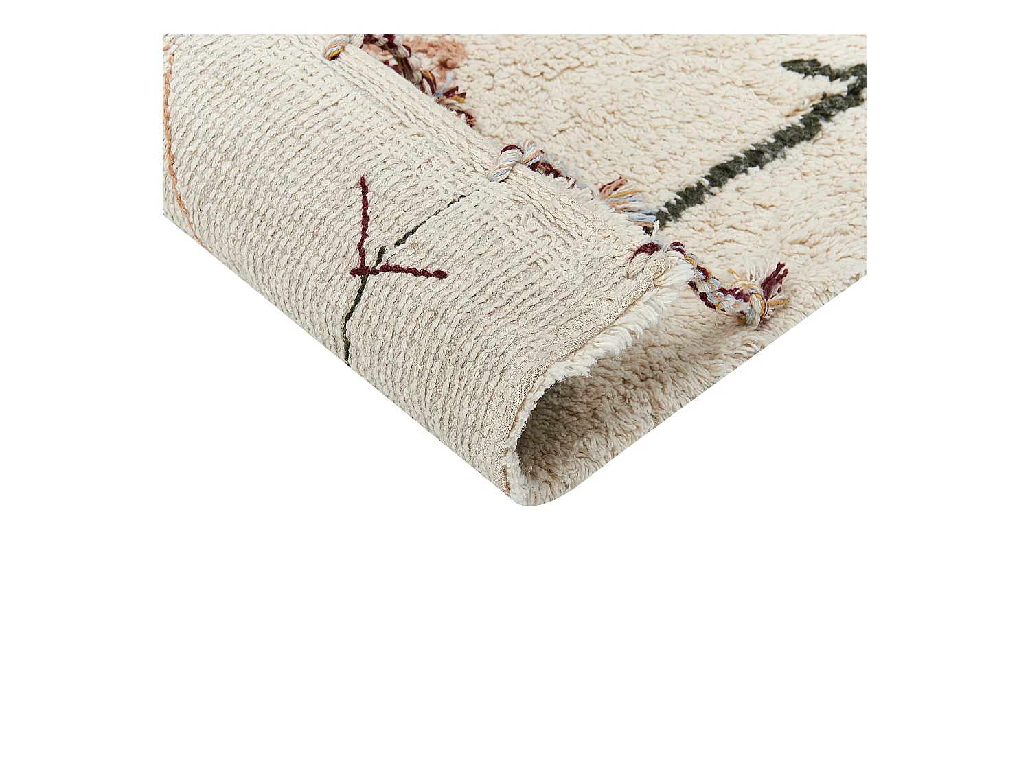 Alfombra de algodón beige claro/marrón claro/verde oscuro 80 x 150 cm CORUM