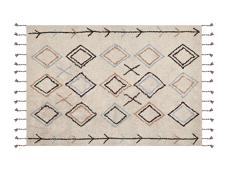 Teppich Baumwolle beige 160 x 230 cm geometrisches Muster CORUM