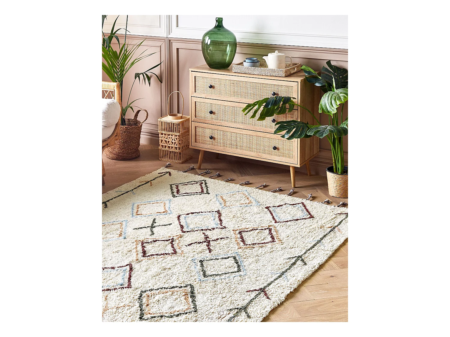 Vloerkleed katoen beige 160 x 230 cm CORUM