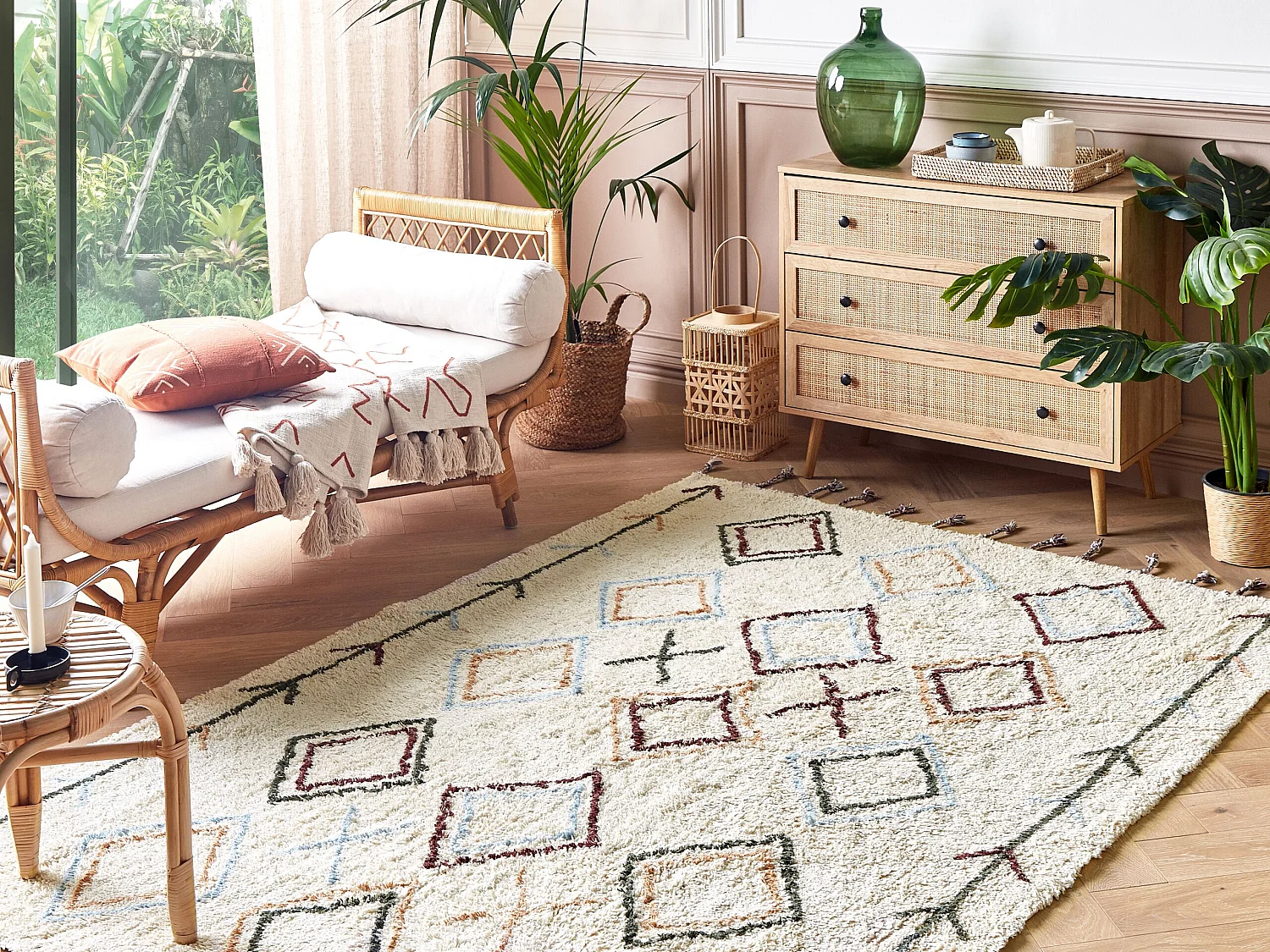 Tapis en coton 140 x 200 cm beige CORUM