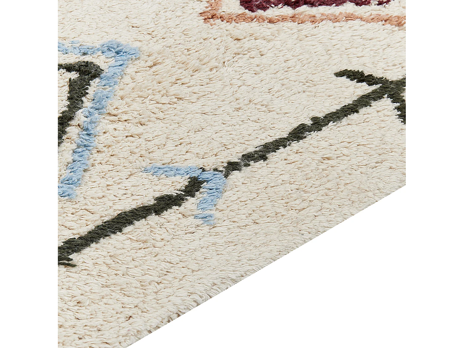 Tappeto cotone beige chiaro marrone chiaro e verde scuro 140 x 200 cm CORUM