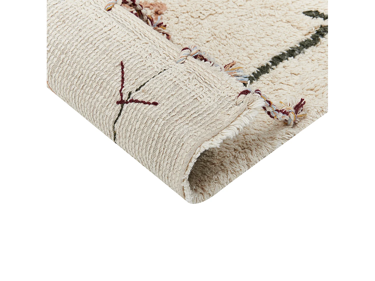 Tappeto cotone beige chiaro marrone chiaro e verde scuro 140 x 200 cm CORUM