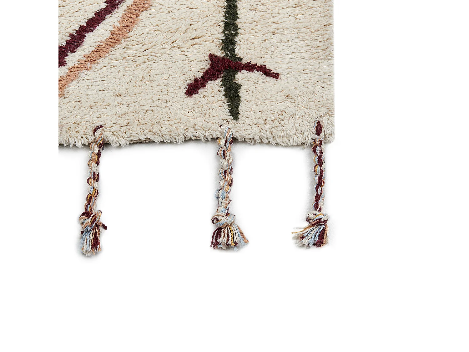 Tappeto cotone beige chiaro marrone chiaro e verde scuro 140 x 200 cm CORUM