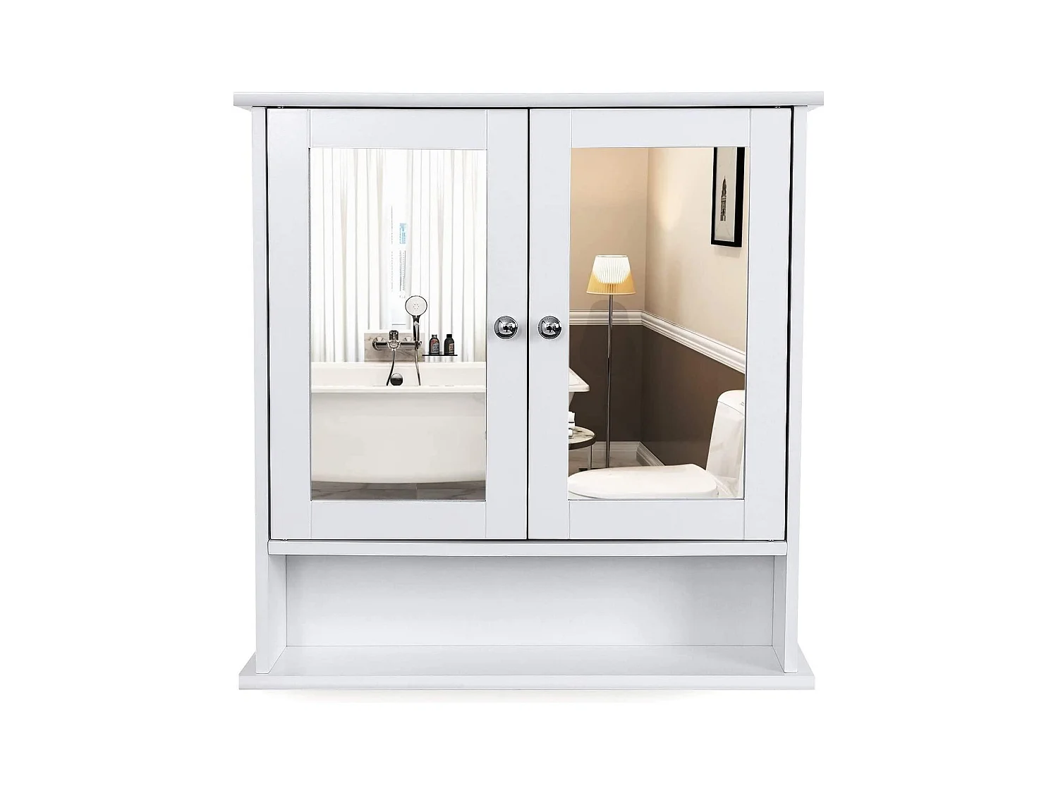 Armoire murale pharmacie salle effet bois blanche 56 x 13 x 58 cm 12_0000183