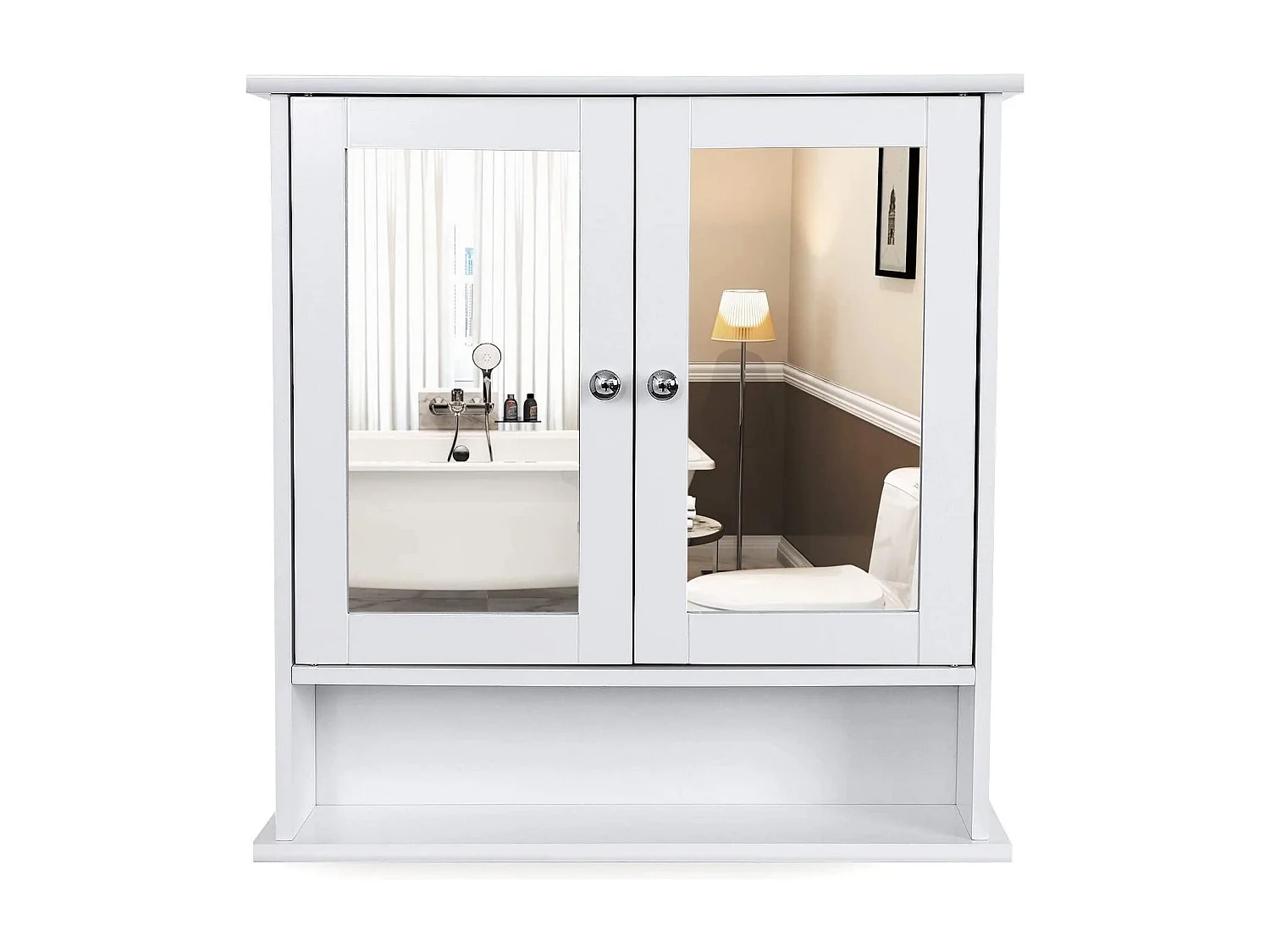 Armoire murale pharmacie salle effet bois blanche 56 x 13 x 58 cm 12_0000183