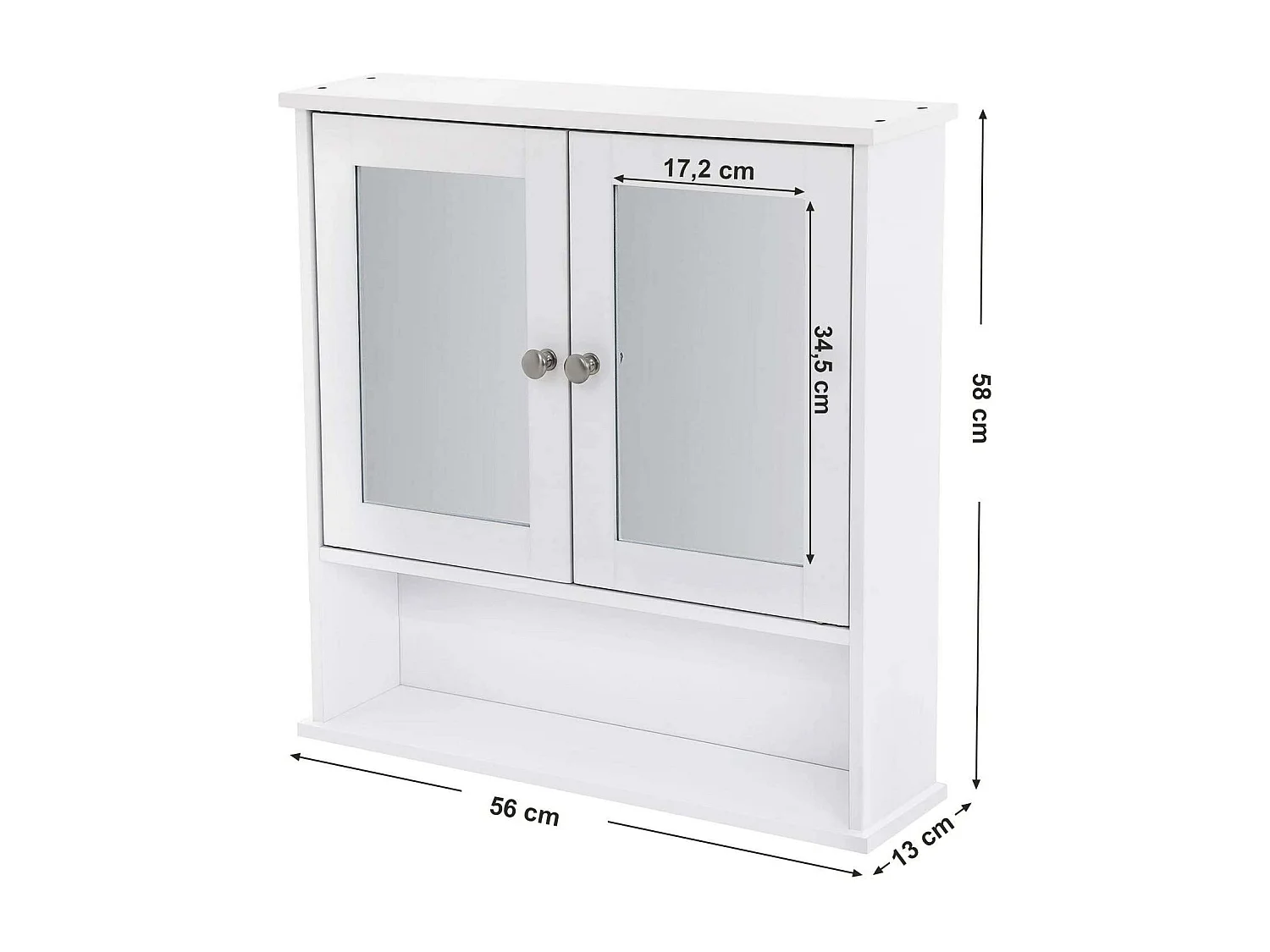 Armoire murale pharmacie salle effet bois blanche 56 x 13 x 58 cm 12_0000183