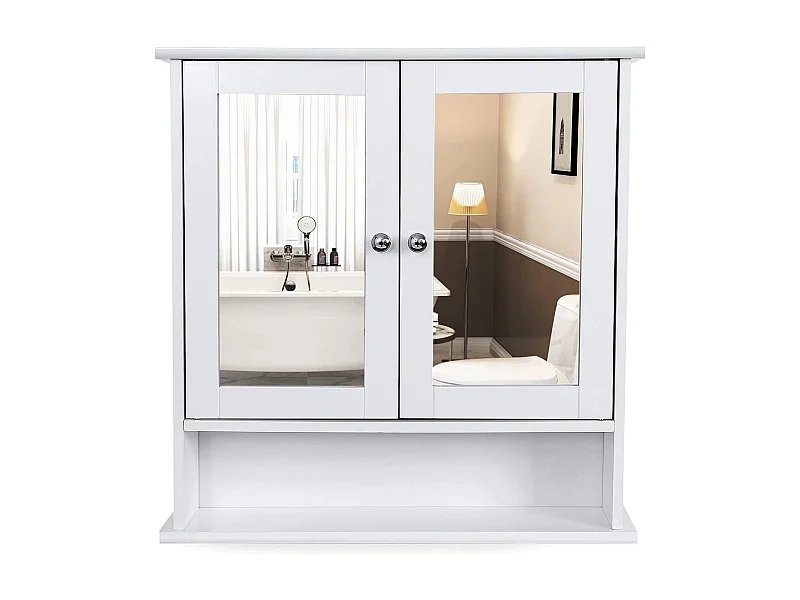 Armoire murale pharmacie salle effet bois blanche 56 x 13 x 58 cm 12_0000183