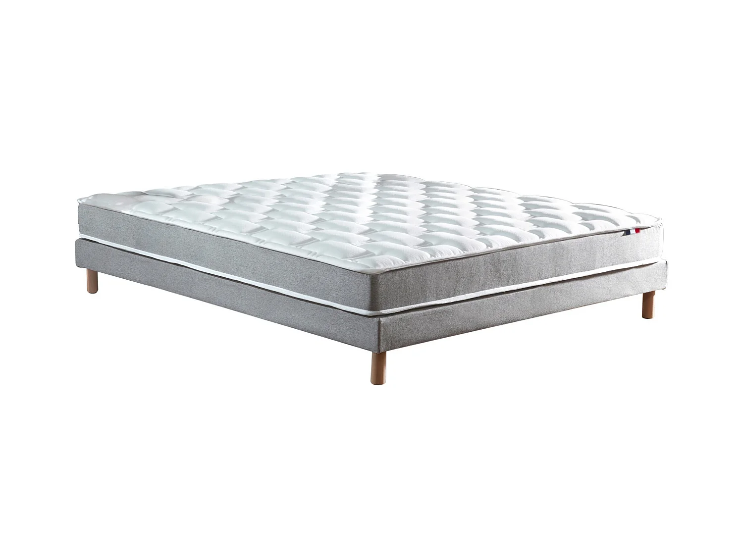 Ensemble matelas mousse haute résilience CIRRUS avec sommier - confort français Dimensions - 140 x 190 cm, Sommier - Gris chiné