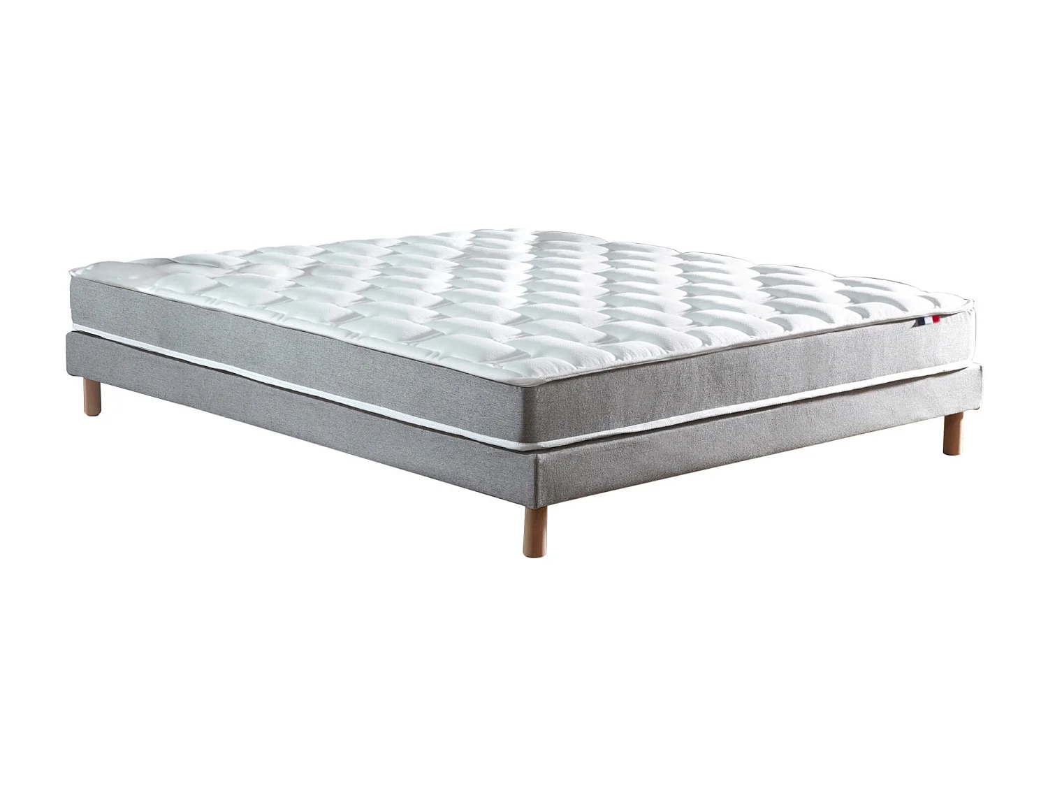 Ensemble matelas mousse haute résilience CIRRUS avec sommier - confort français Dimensions - 140 x 190 cm, Sommier - Gris chiné