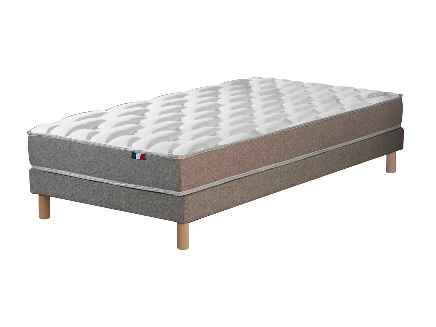 Ensemble matelas mousse haute résilience CIRRUS avec sommier - confort français Dimensions - 90 x 190 cm, Sommier - Gris chiné
