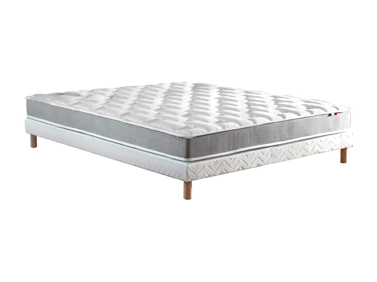 Ensemble matelas mousse haute résilience CIRRUS avec sommier - confort français Dimensions - 140 x 190 cm, Sommier - Blanc