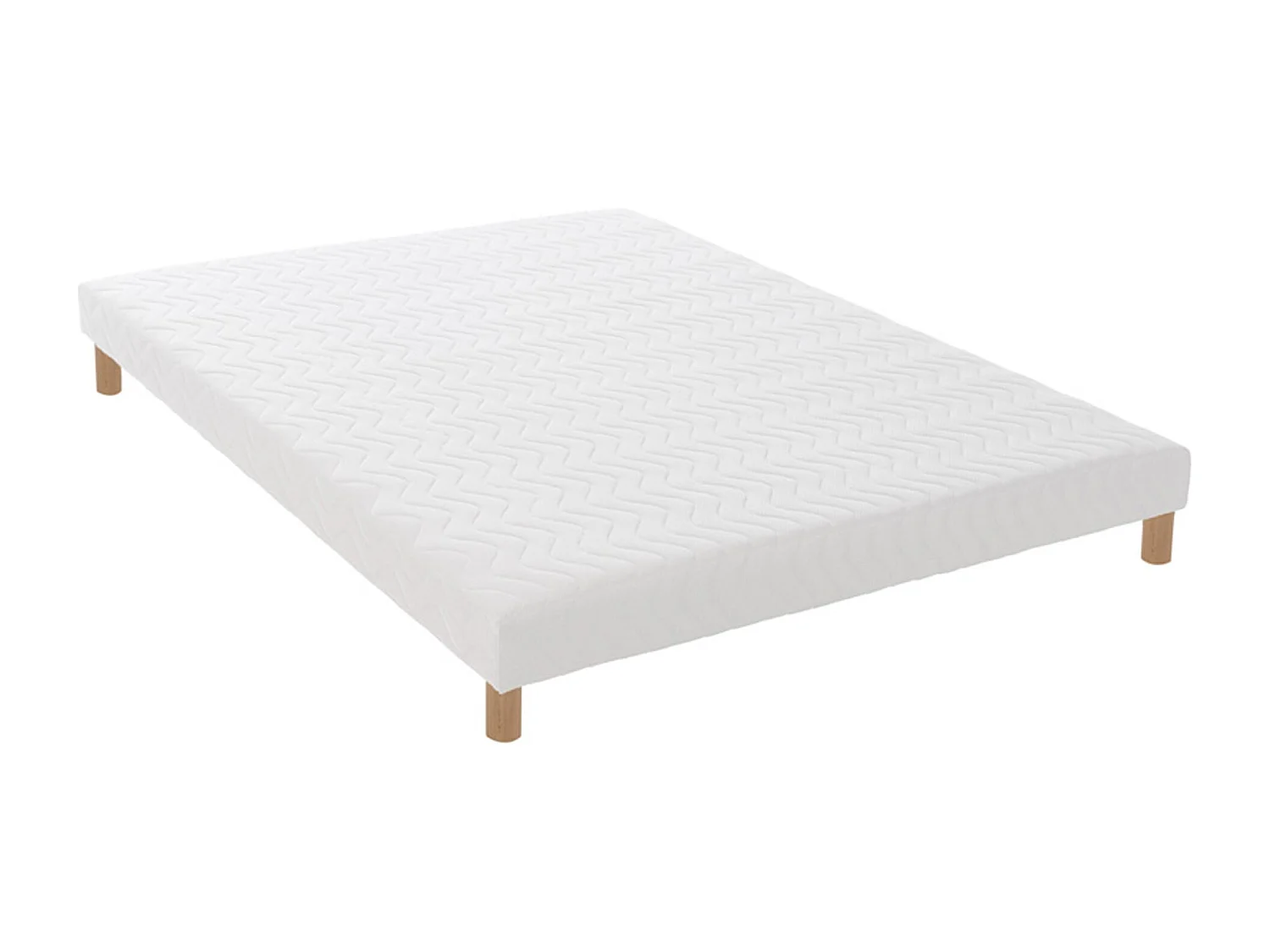 Ensemble matelas mousse haute résilience CIRRUS avec sommier - confort français Dimensions - 140 x 190 cm, Sommier - Blanc
