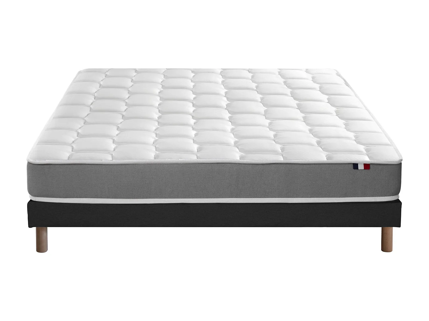 Ensemble matelas mousse haute résilience CIRRUS avec sommier - confort français Dimensions - 140 x 190 cm, Sommier - Noir
