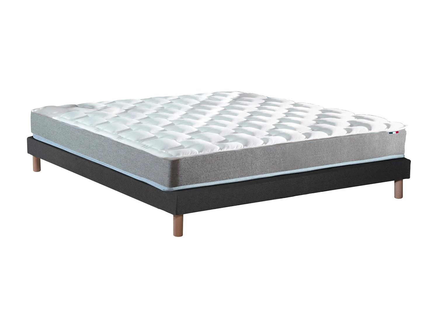 Ensemble matelas mousse haute résilience CIRRUS avec sommier - confort français Dimensions - 140 x 190 cm, Sommier - Noir