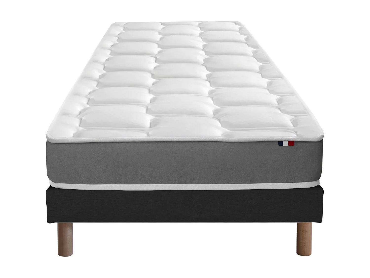 Ensemble matelas mousse haute résilience CIRRUS avec sommier - confort français Dimensions - 90 x 190 cm, Sommier - Noir