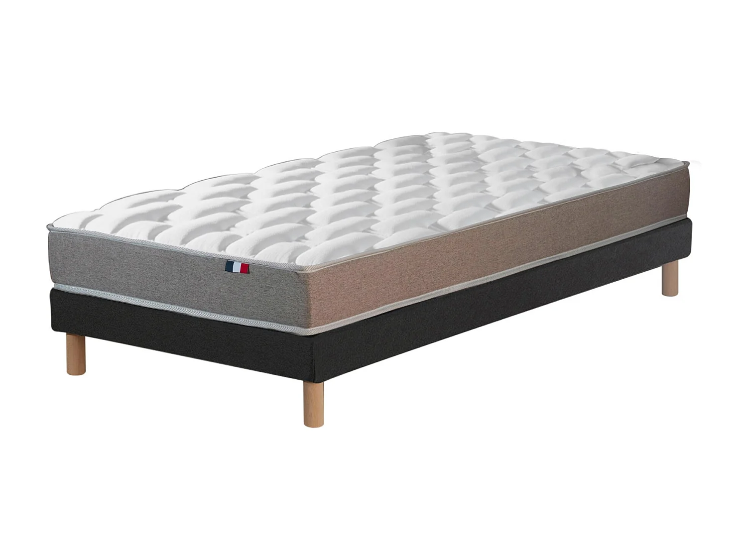 Ensemble matelas mousse haute résilience CIRRUS avec sommier - confort français Dimensions - 90 x 190 cm, Sommier - Noir