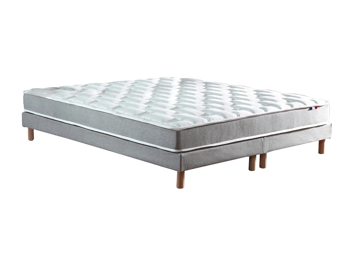 Ensemble matelas mousse haute résilience CIRRUS avec sommier - confort français Dimensions - 2x80 x 200 cm, Sommier - Gris chiné