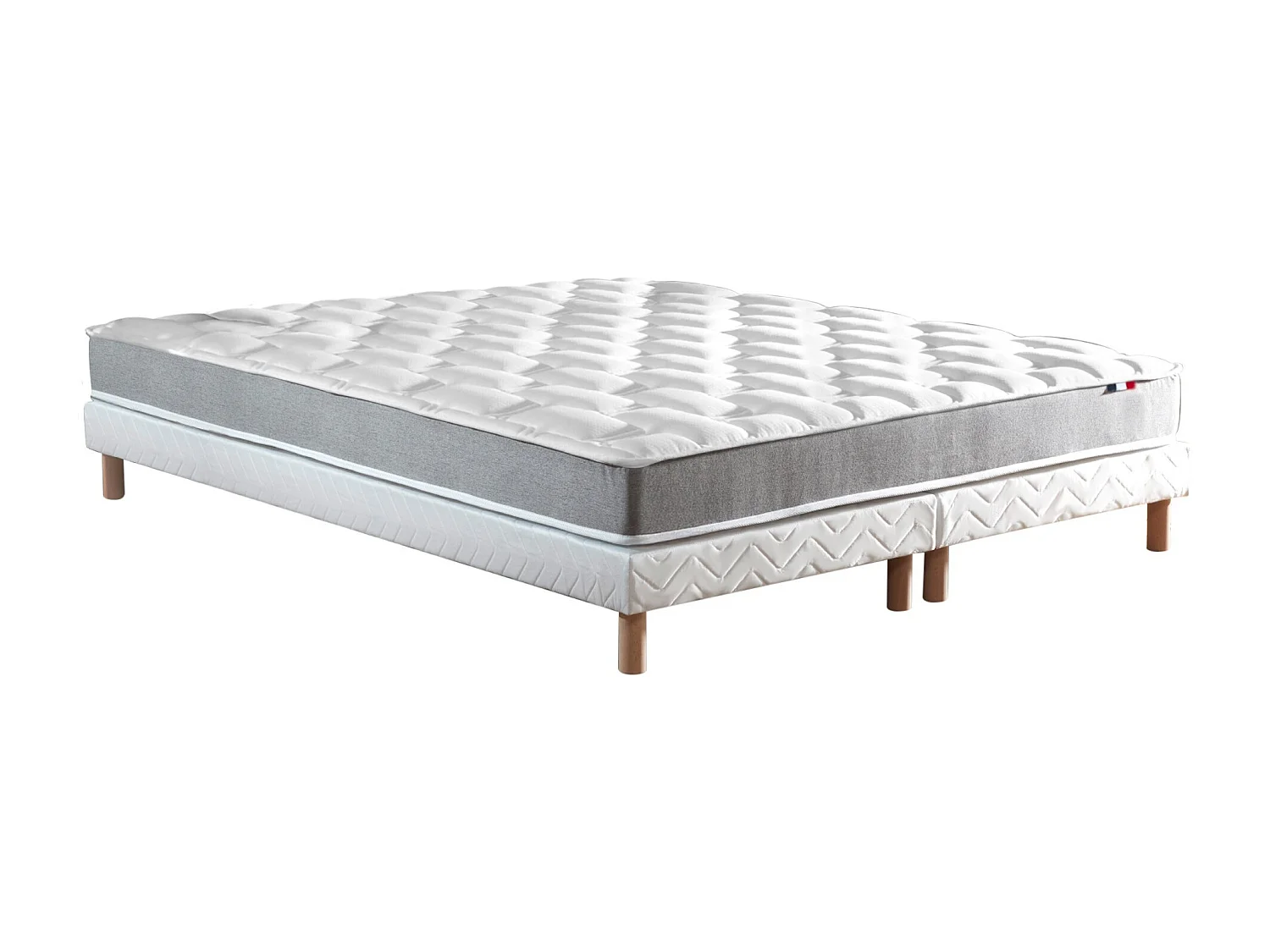 Ensemble matelas mousse haute résilience CIRRUS avec sommier - confort français Dimensions - 2x80 x 200 cm, Sommier - Blanc