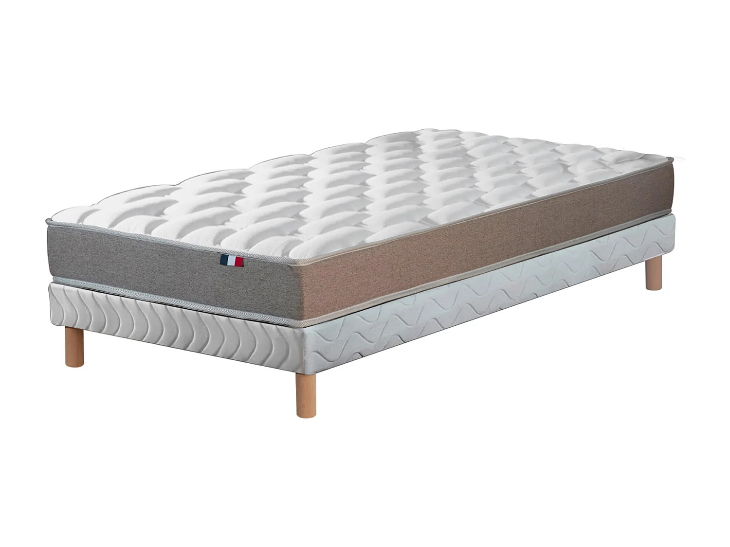 Ensemble matelas mousse haute résilience CIRRUS avec sommier - confort français Dimensions - 90 x 190 cm, Sommier - Blanc