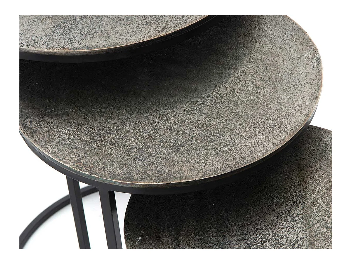 Set de 3  Bout de canapé rond SILV  en fonte d'aluminium