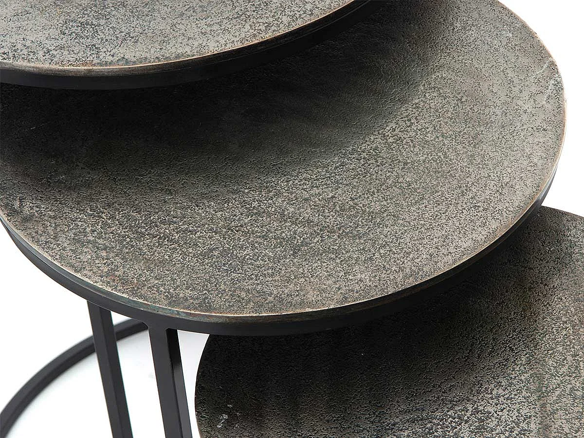 Set de 3  Bout de canapé rond SILV  en fonte d'aluminium