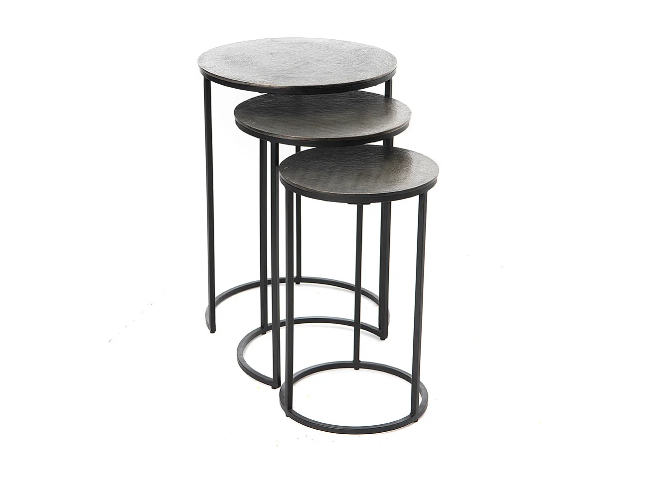 Set de 3  Bout de canapé rond SILV  en fonte d'aluminium