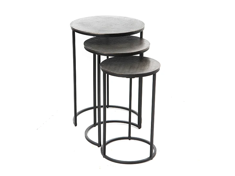 Set de 3  Bout de canapé rond SILV  en fonte d'aluminium