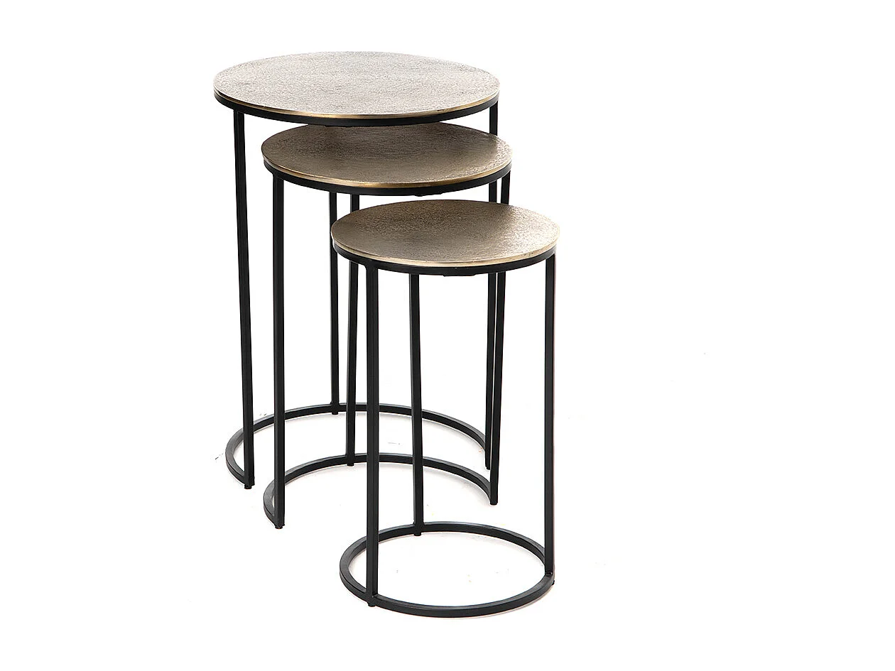 Set de 3 bouts de canapé rond en aluminium or