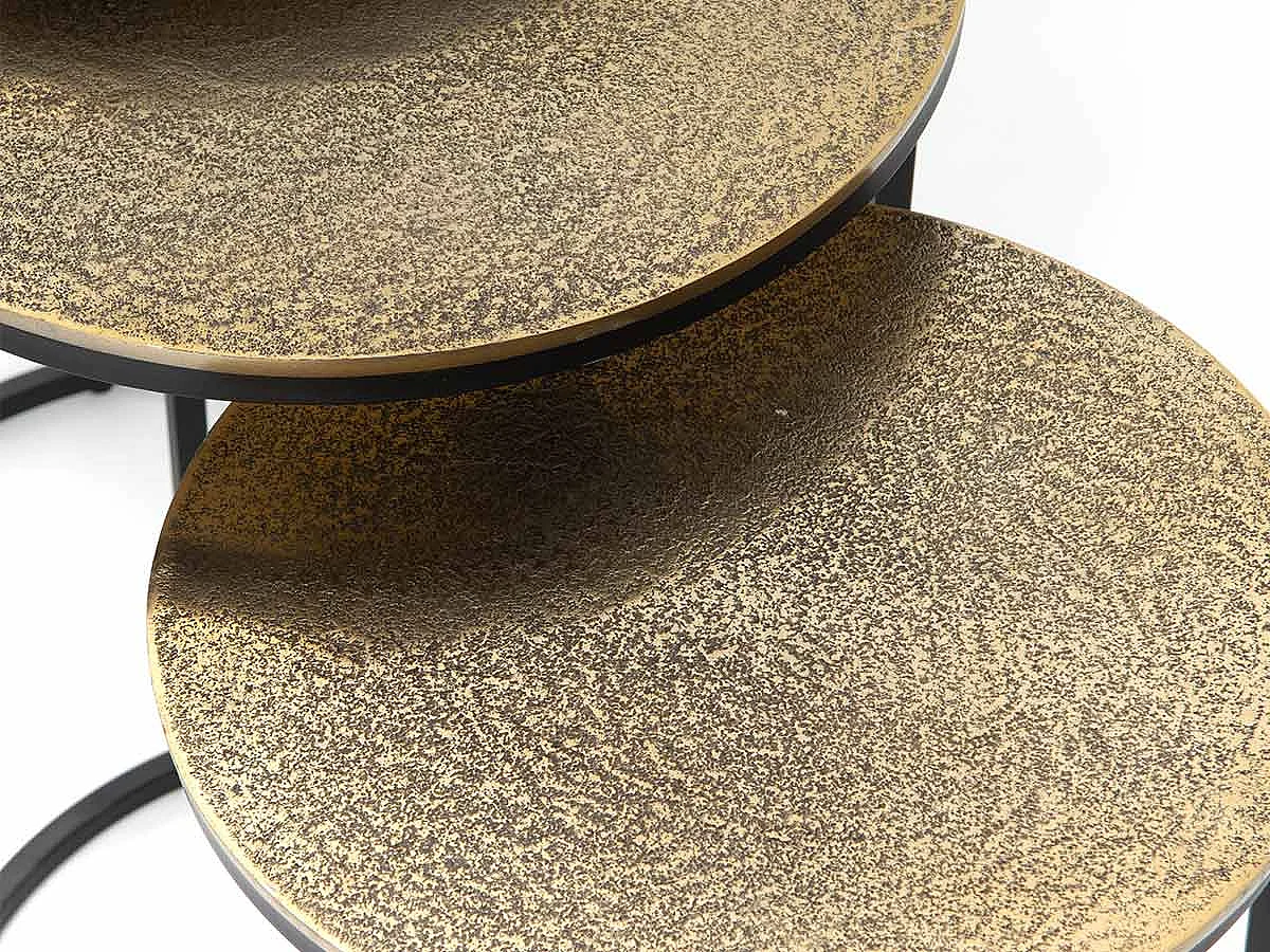 Set de 3 bouts de canapé rond en aluminium or