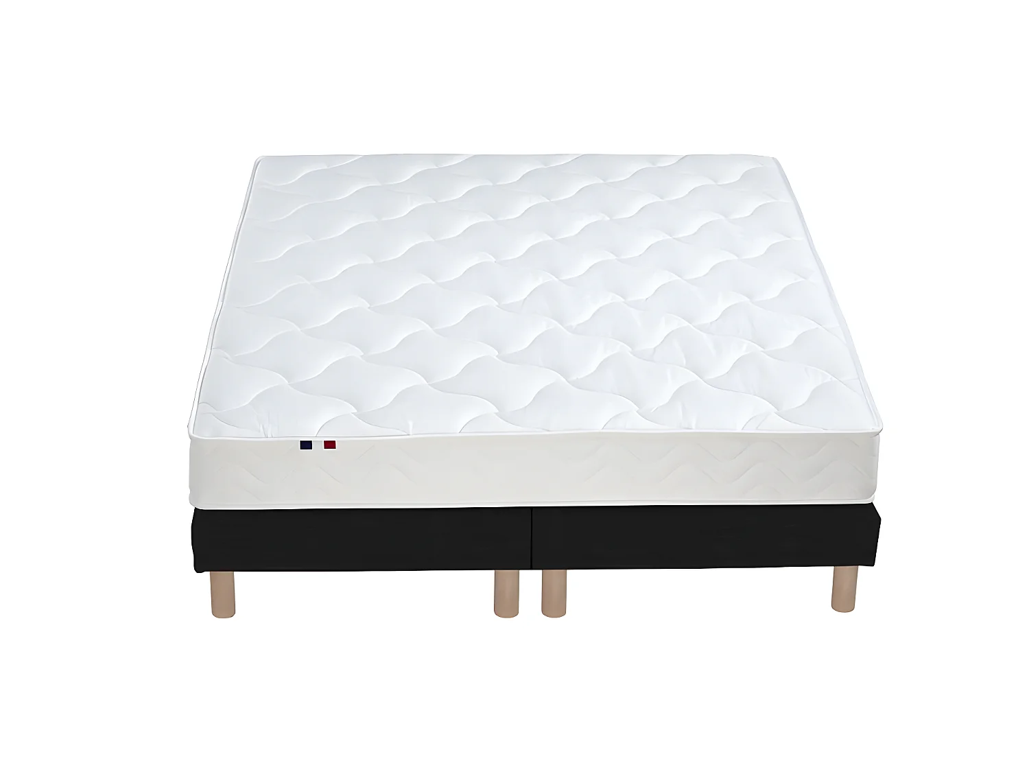 Ensemble Matelas 100% latex 3 zones ESSENTIEL + Sommier - Fabriqué en France Dimensions - 2x80 x 200 cm, Sommier - Noir