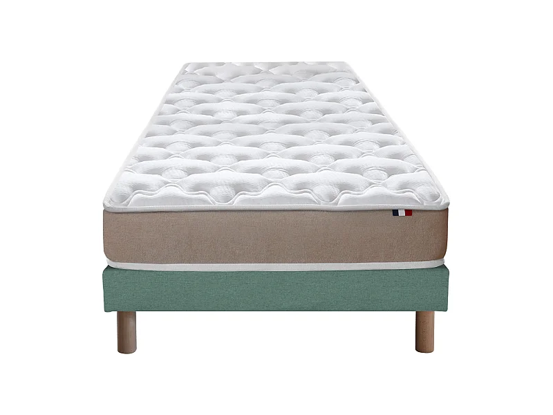 Ensemble matelas 100% latex 3 zones et sommier Essentiel - qualité française Dimensions - 90 x 190 cm, Sommier - Vert celadon