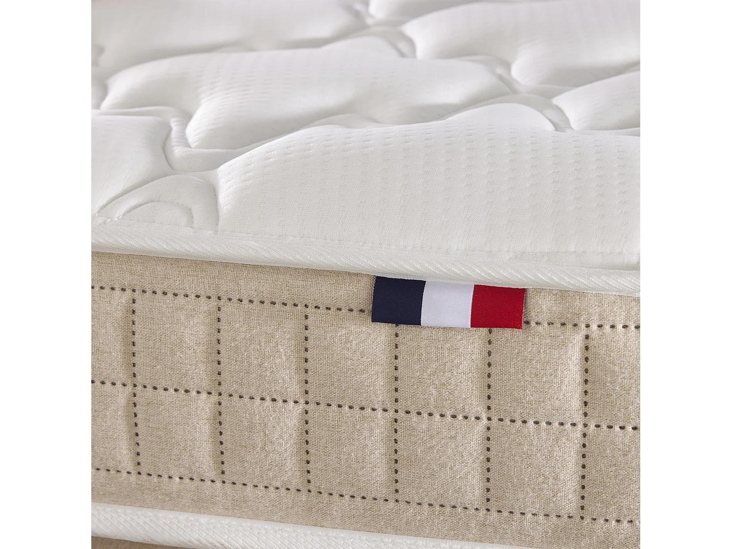 Ensemble matelas 100% latex 3 zones et sommier Essentiel - qualité française Dimensions - 90 x 190 cm, Sommier - Blanc