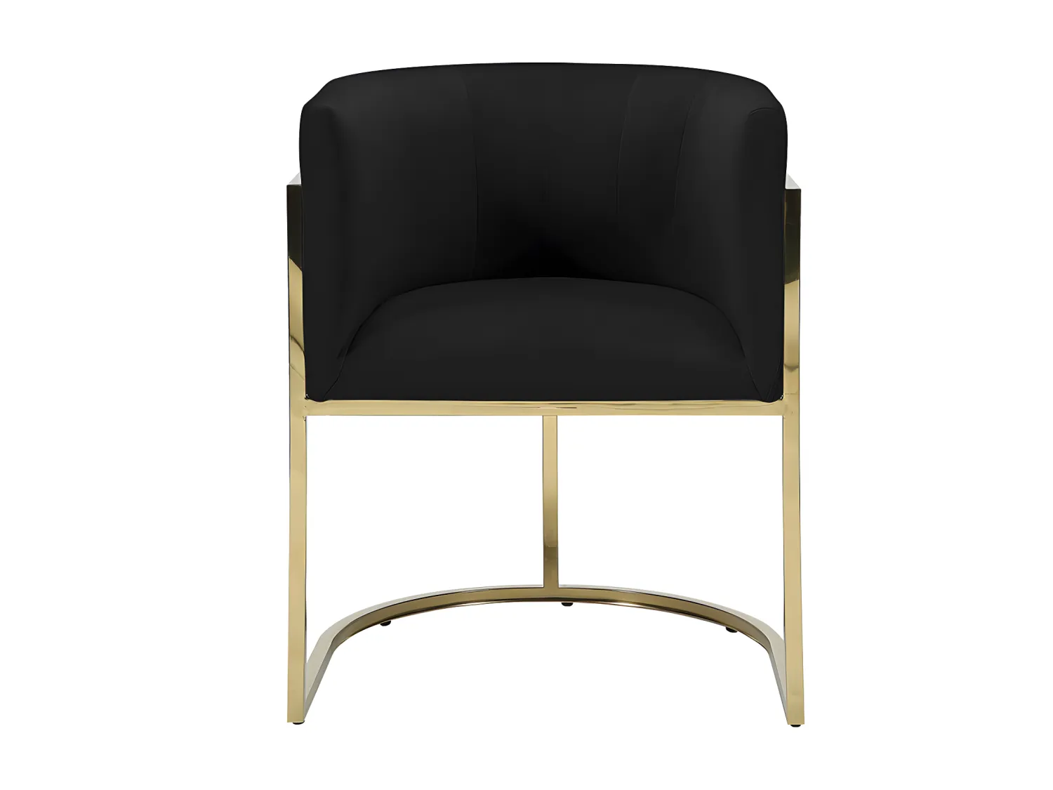 Set van 6 stoelen met armleuningen - Velours en roestvrij staal - Zwart en goudkleurig - PERIA - van Pascal Morabito