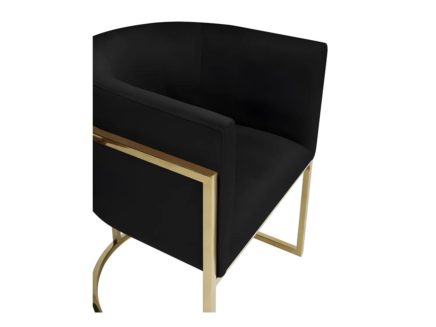 Set van 6 stoelen met armleuningen - Velours en roestvrij staal - Zwart en goudkleurig - PERIA - van Pascal Morabito