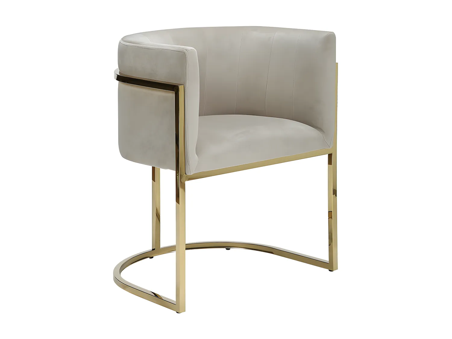 Lot de 6 chaises avec accoudoirs - Velours et acier inoxydable - Beige et doré - PERIA de Pascal MORABITO