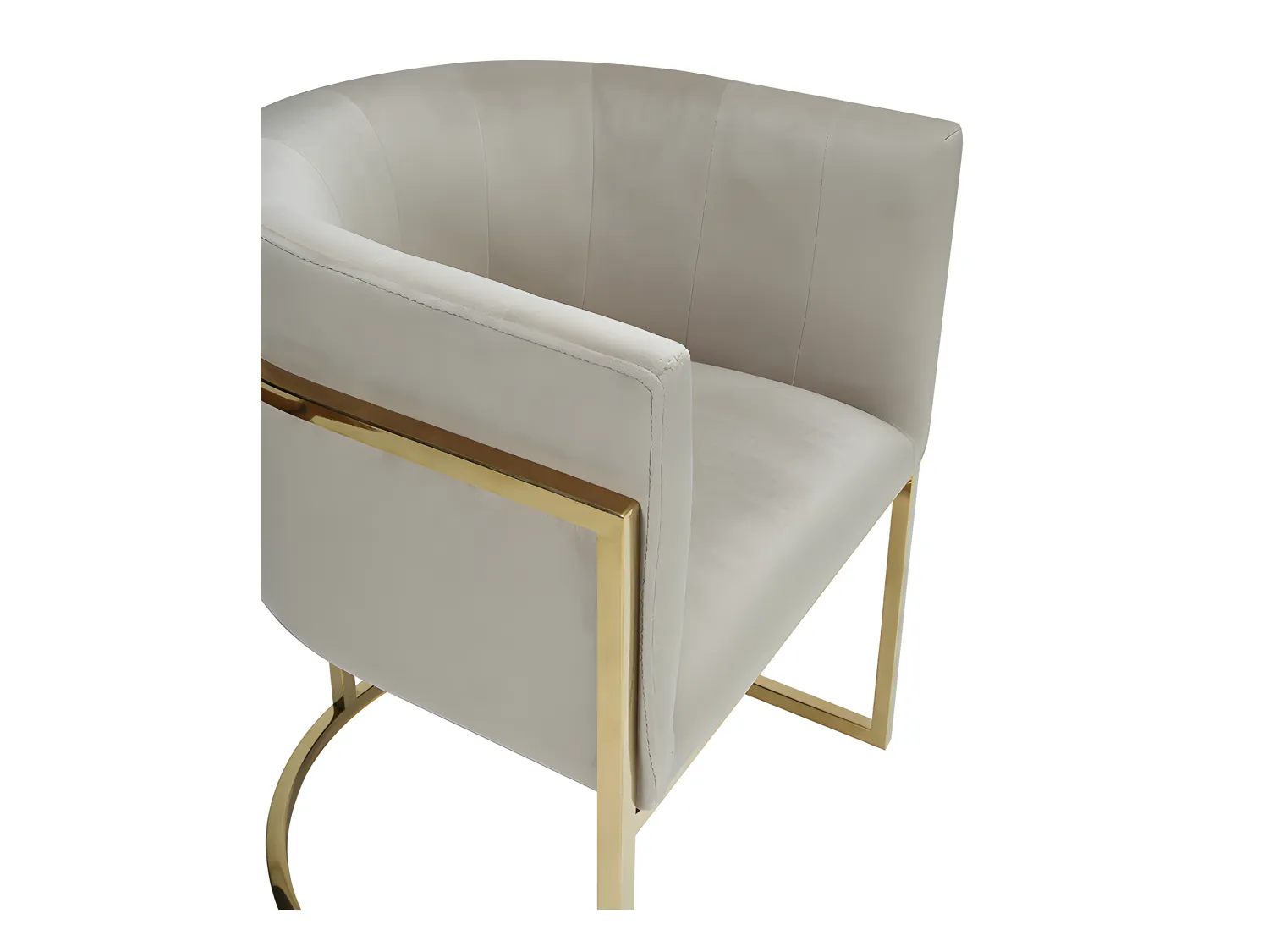 Lot de 6 chaises avec accoudoirs - Velours et acier inoxydable - Beige et doré - PERIA de Pascal MORABITO