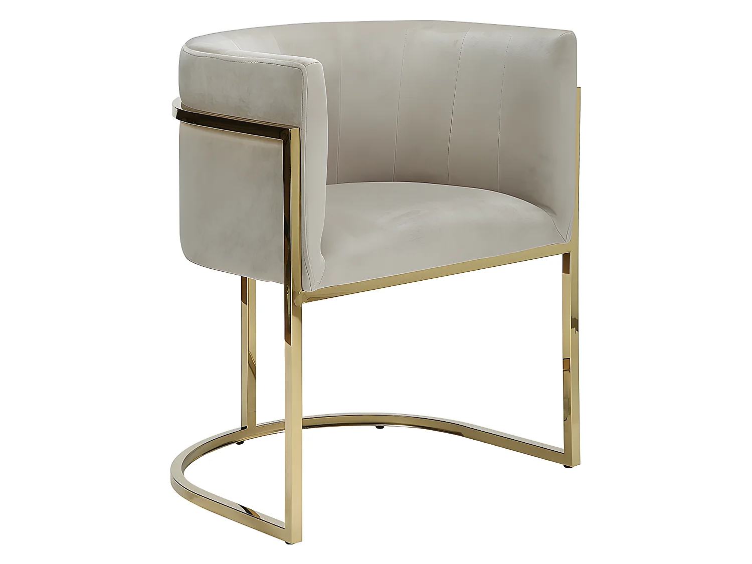 Stuhl mit Armlehnen 6er-Set - Samt & Metall - Beige & Goldfarben - PERIA von Pascal MORABITO